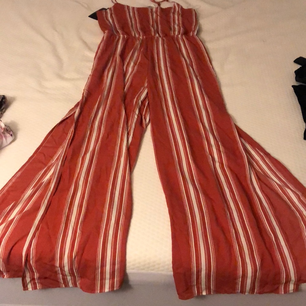 Striped split leg jumpsuit